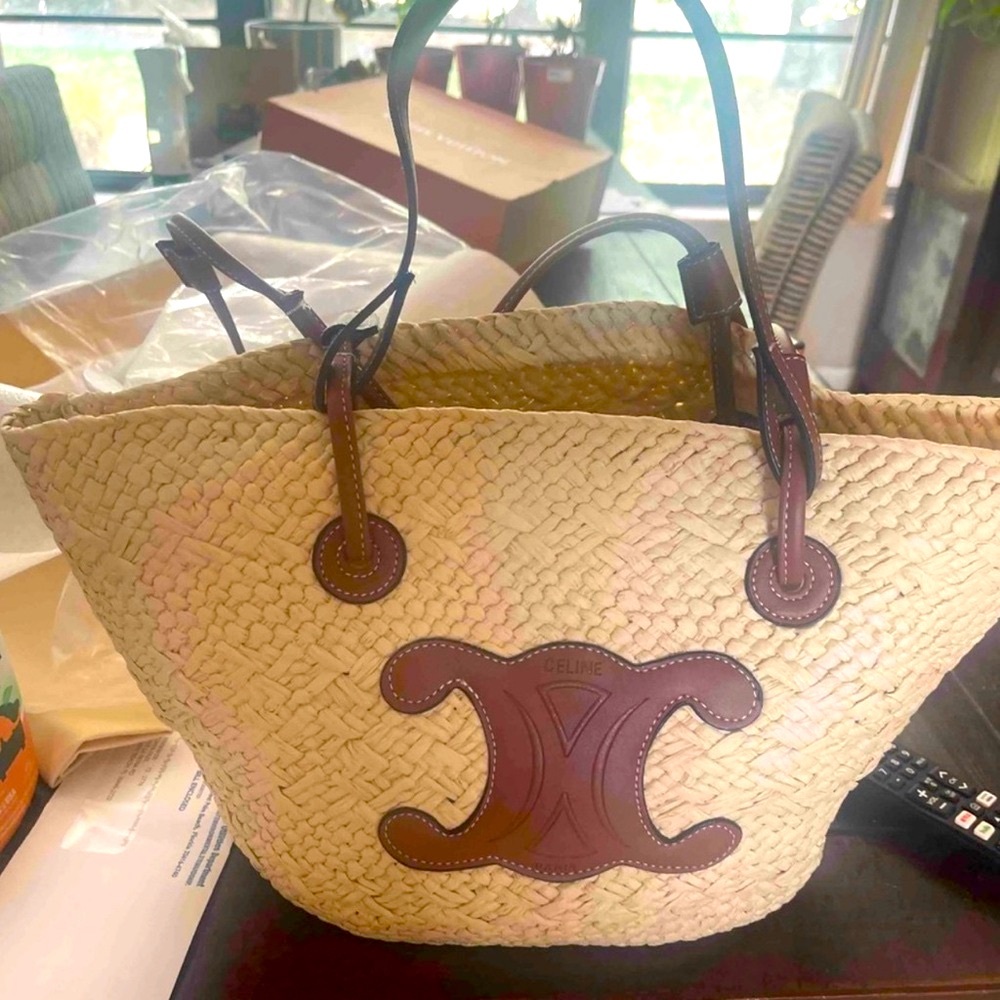 Tan and Brown Woven Tote Bag